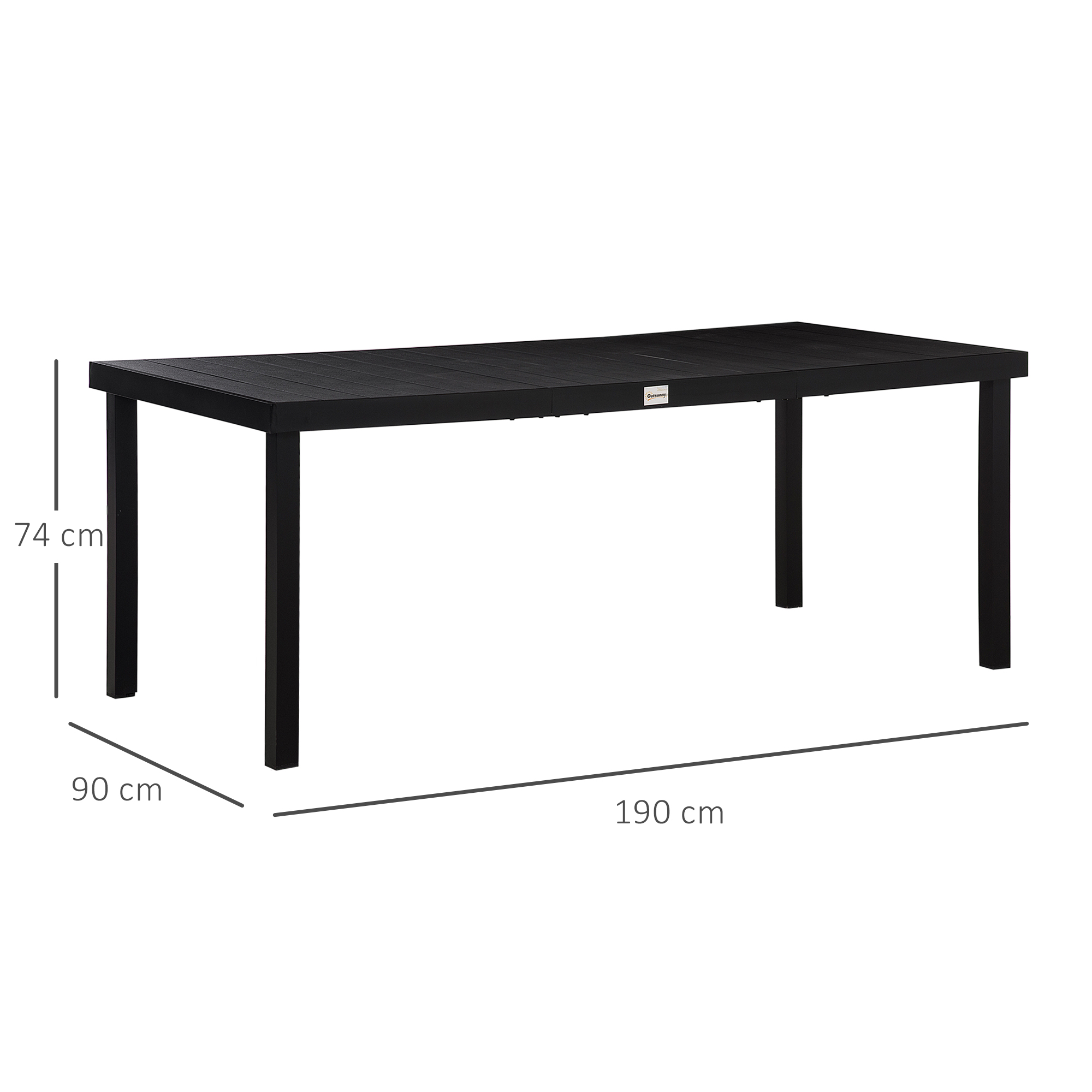 Table de jardin rectangulaire 8 places alu. aspect bois