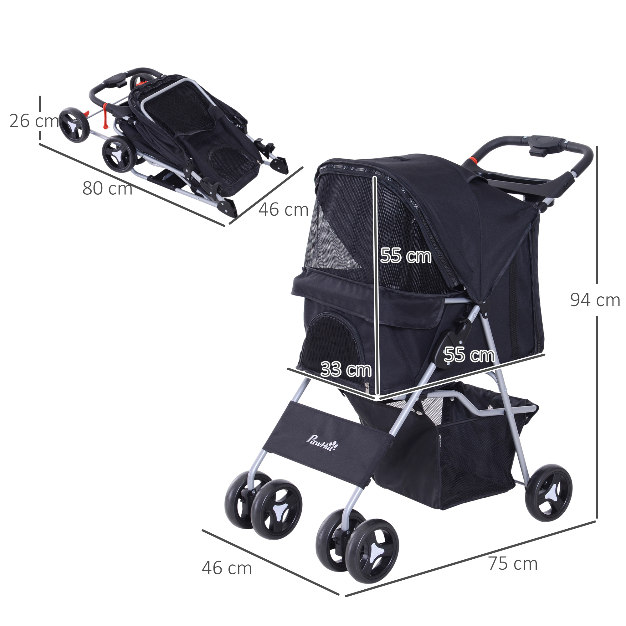 Poussette buggy pliable pour chien