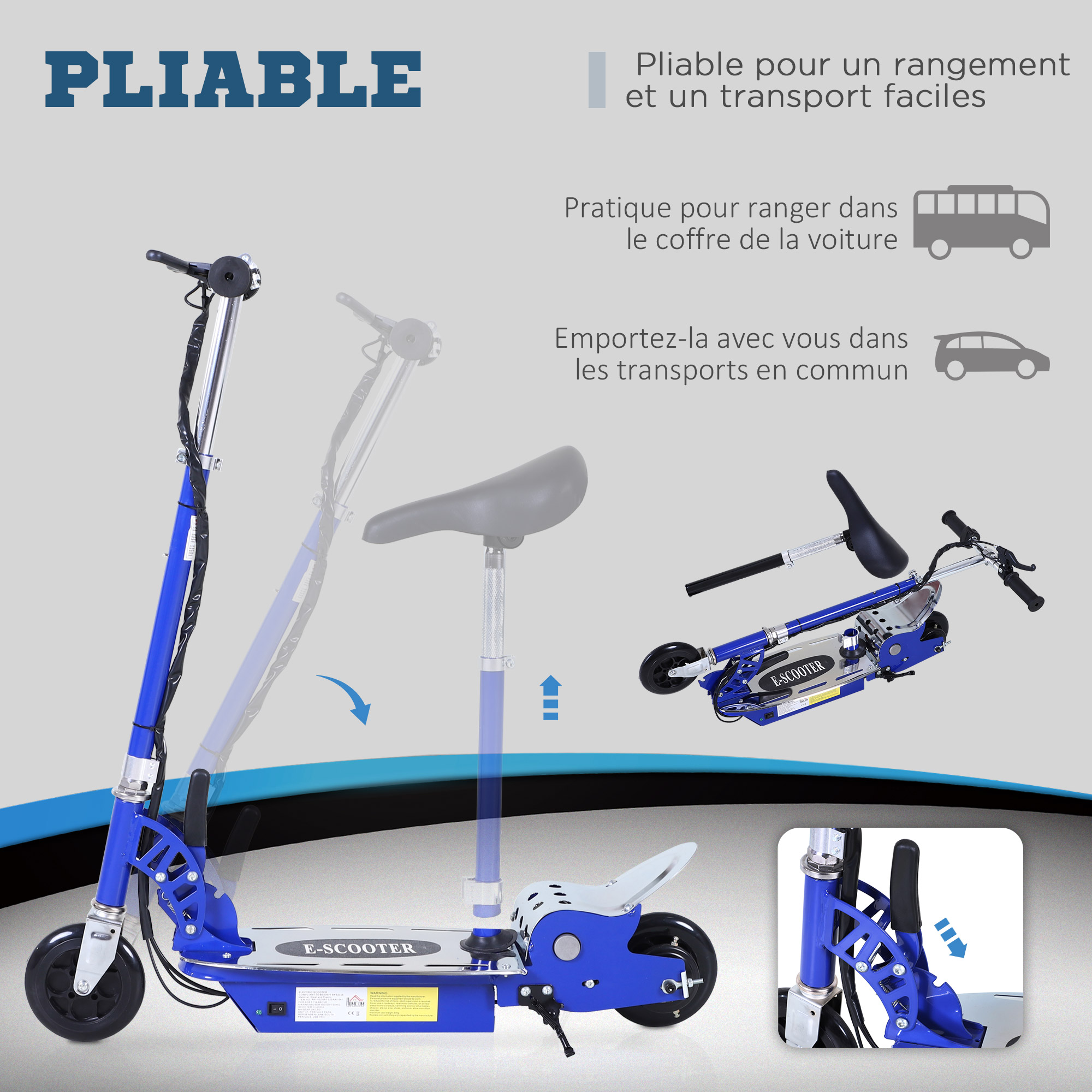 Trottinette électrique 120 W avec selle