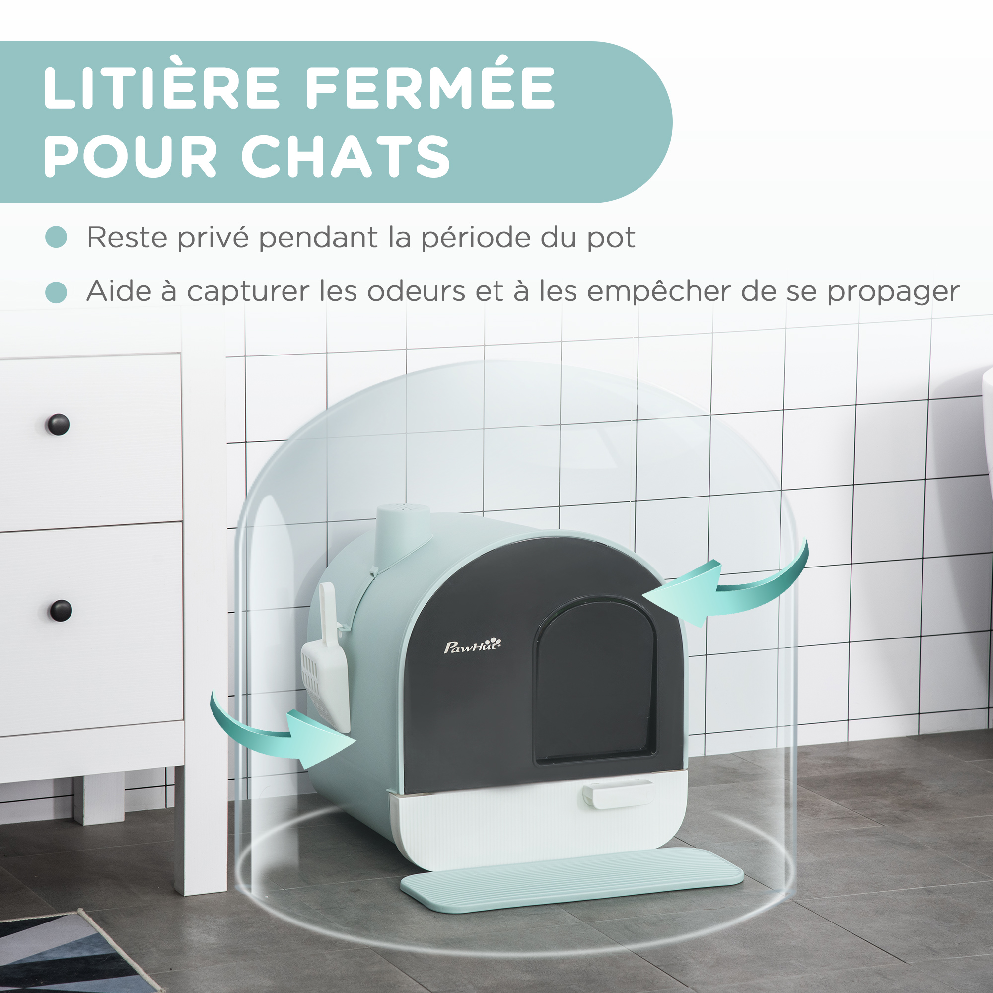 Maison de toilette chat pelle et filtre inclus PP