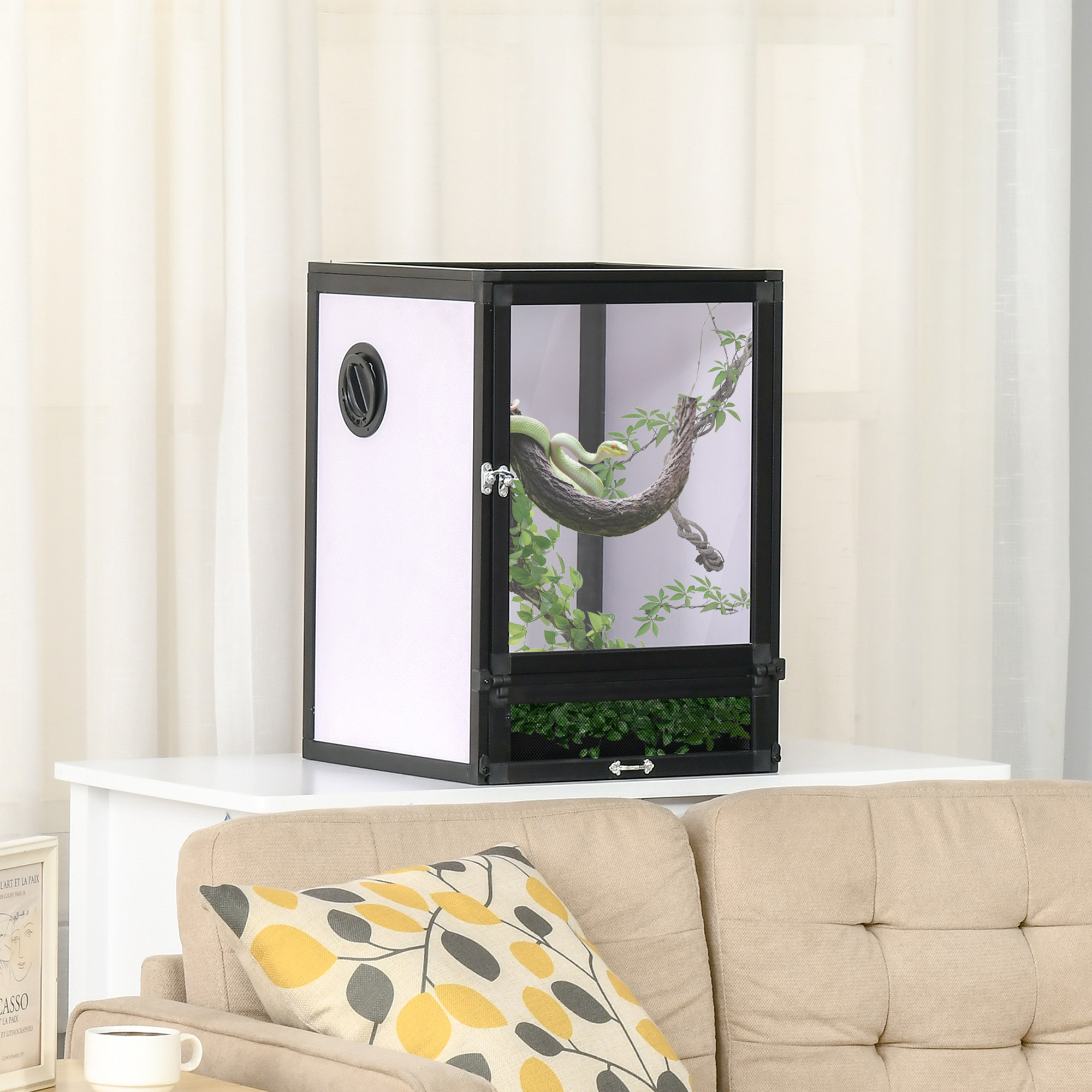 Terrarium vivarium alu. PVC ABS acrylique noir blanc