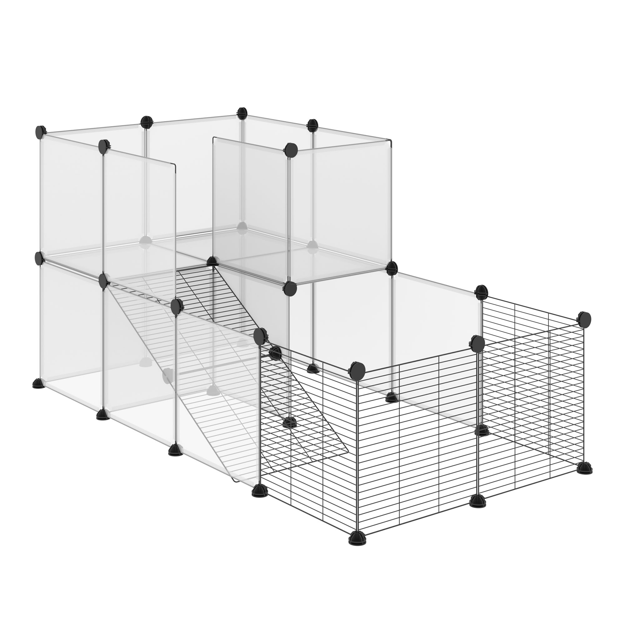 Cage parc enclos modulable rongeurs résine fils d'acier noir