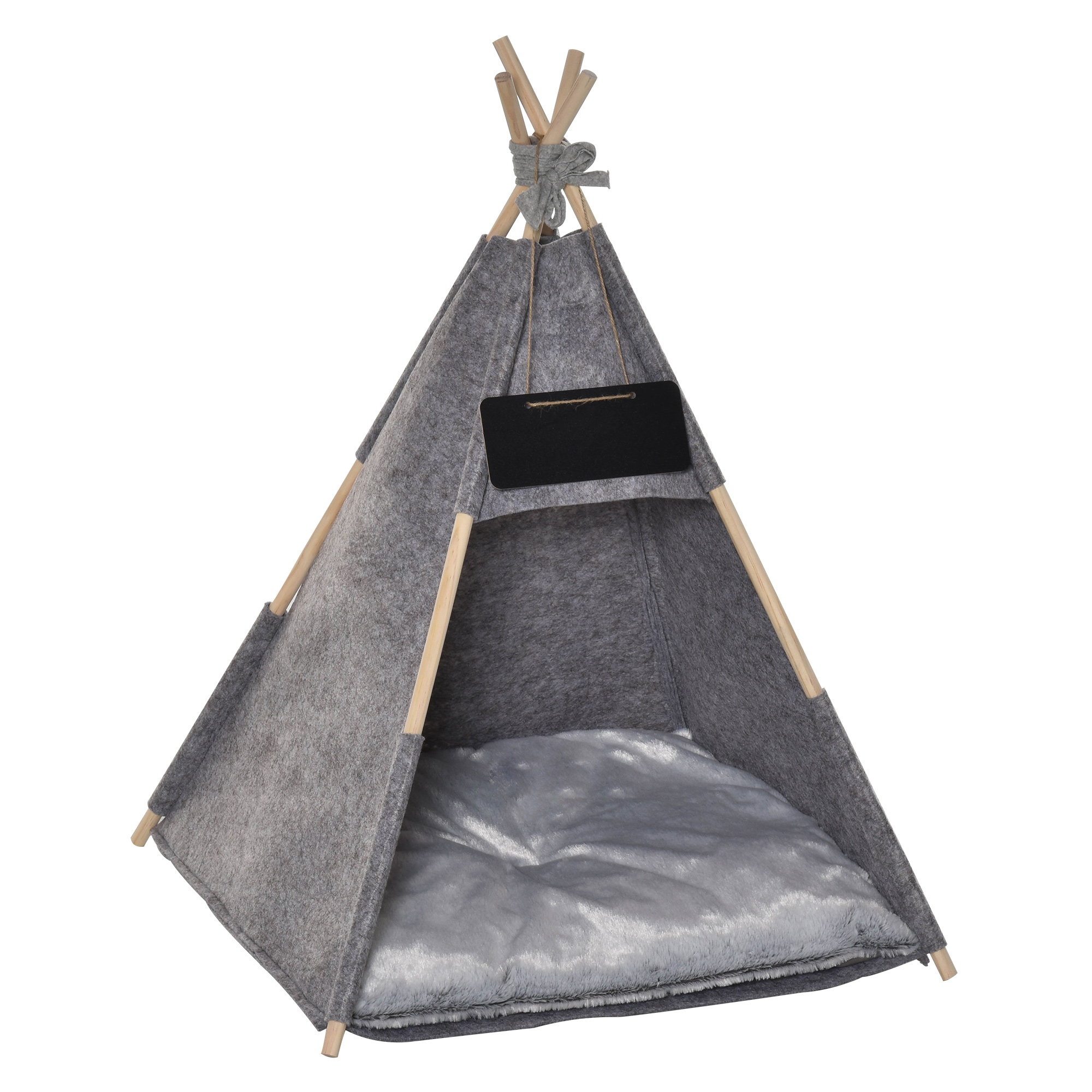 Tente tipi pour animaux coussin épais grand confort inclus gris