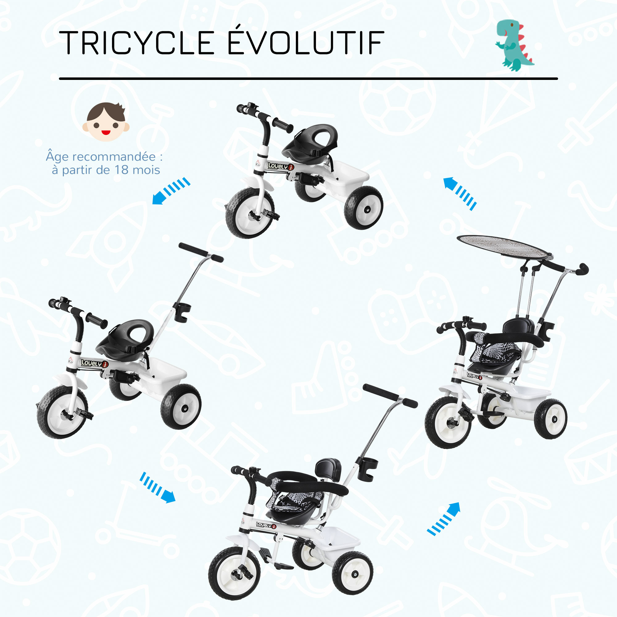 Tricycle enfant évolutif