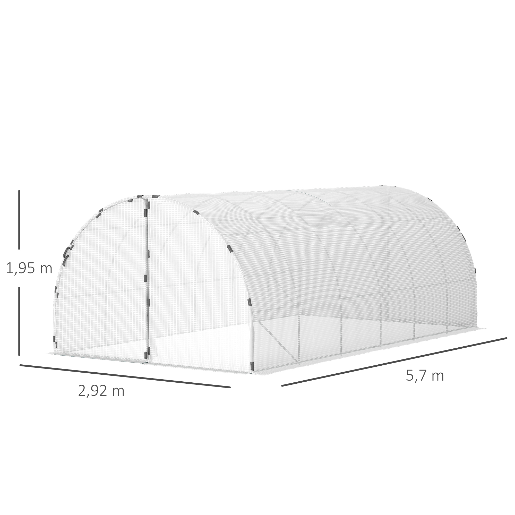 Serre de jardin surface 16 m² 2 portes blanc